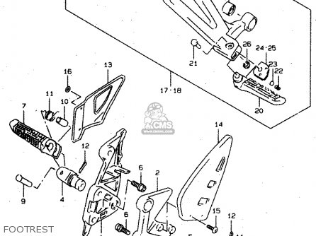 FOOTREST - TL1000S 1997 (V) (E02 E04 E18 E22 E24 E25 E34 E39) / P37