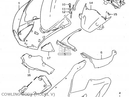 COWLING BODY (MODEL V) - TL1000S 1997 (V) (E02 E04 E18 E22 E24 E25 E34 E39) / P37