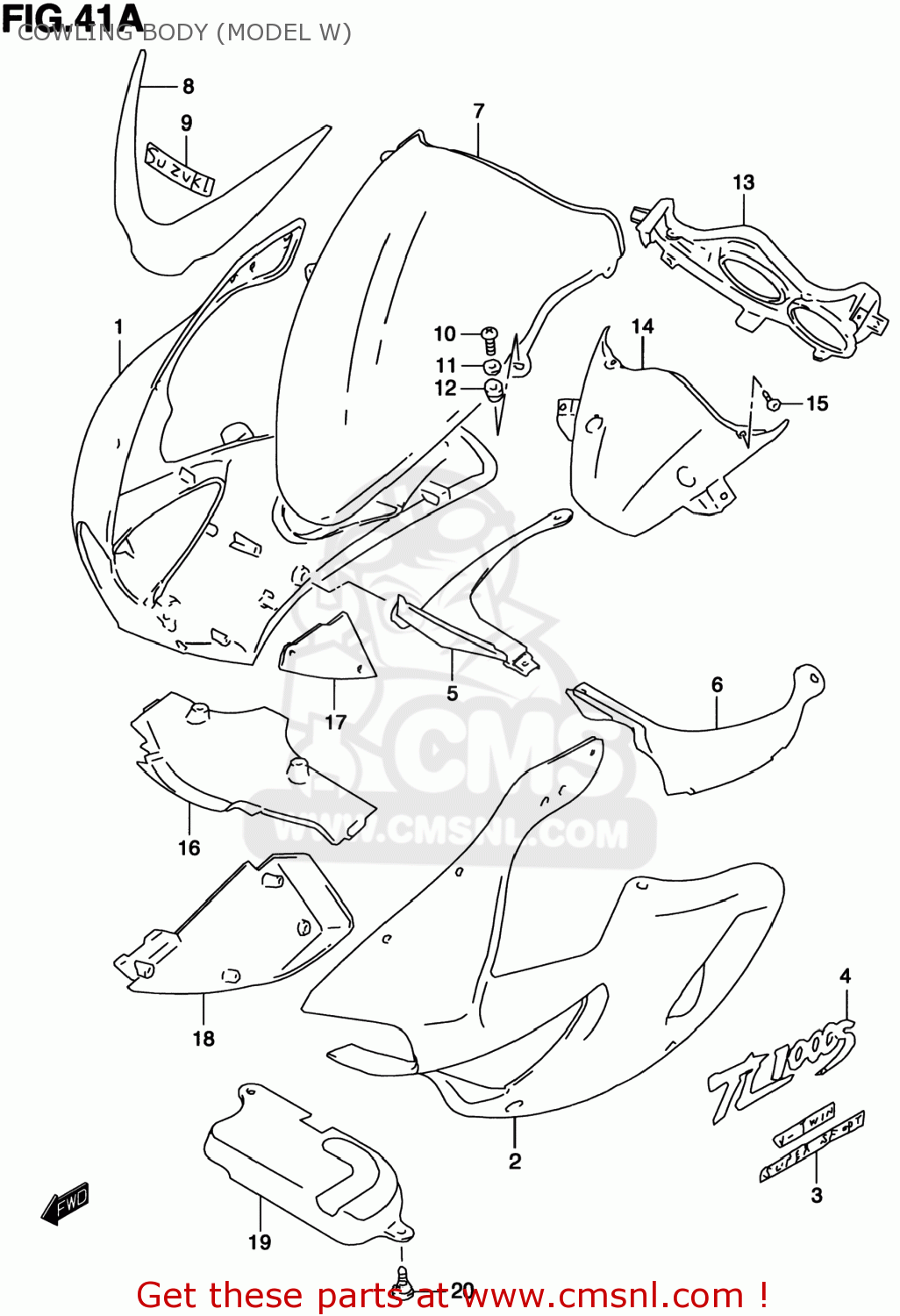 COWLING BODY (MODEL W) TL1000S 1997 (V) USA (E03)