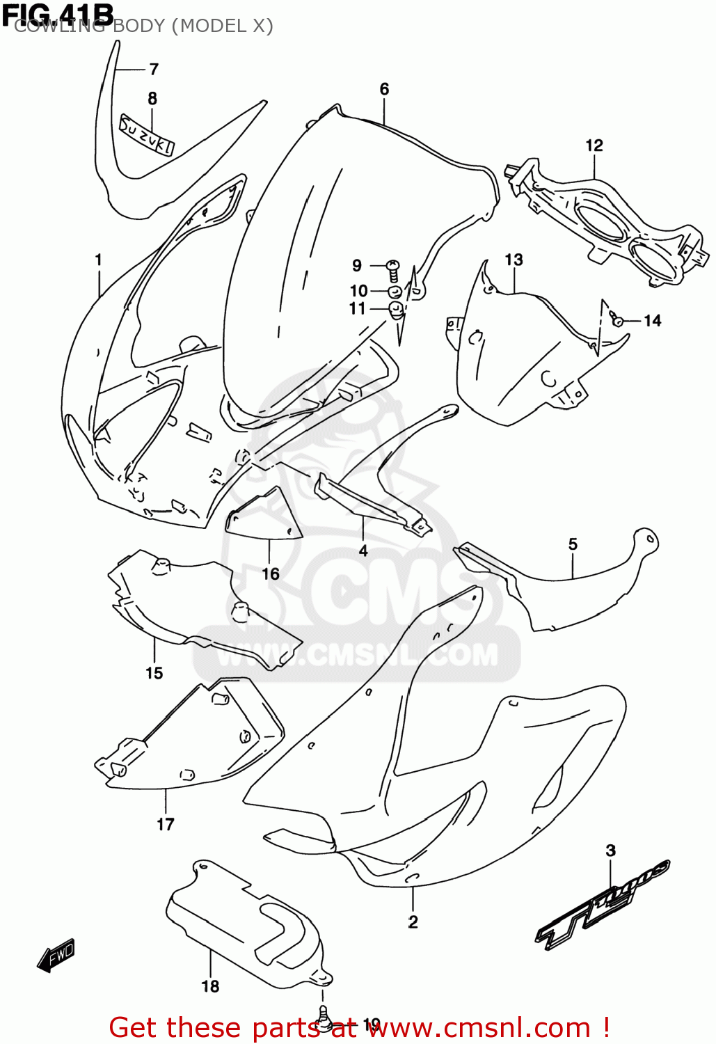 COWLING BODY (MODEL X) TL1000S 1997 (V) USA (E03)