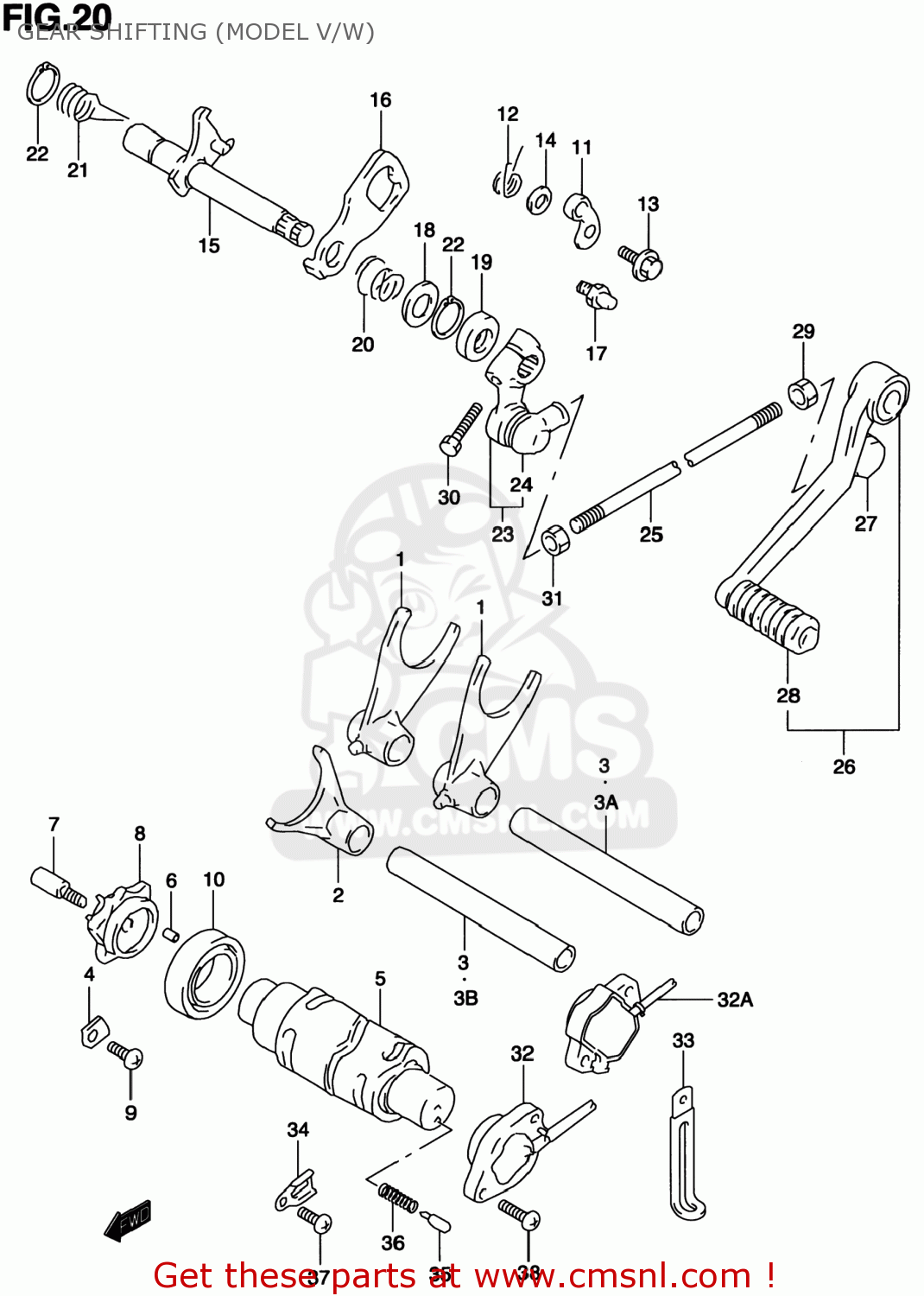GEAR SHIFTING (MODEL V/W) TL1000S 1997 (V) USA (E03)