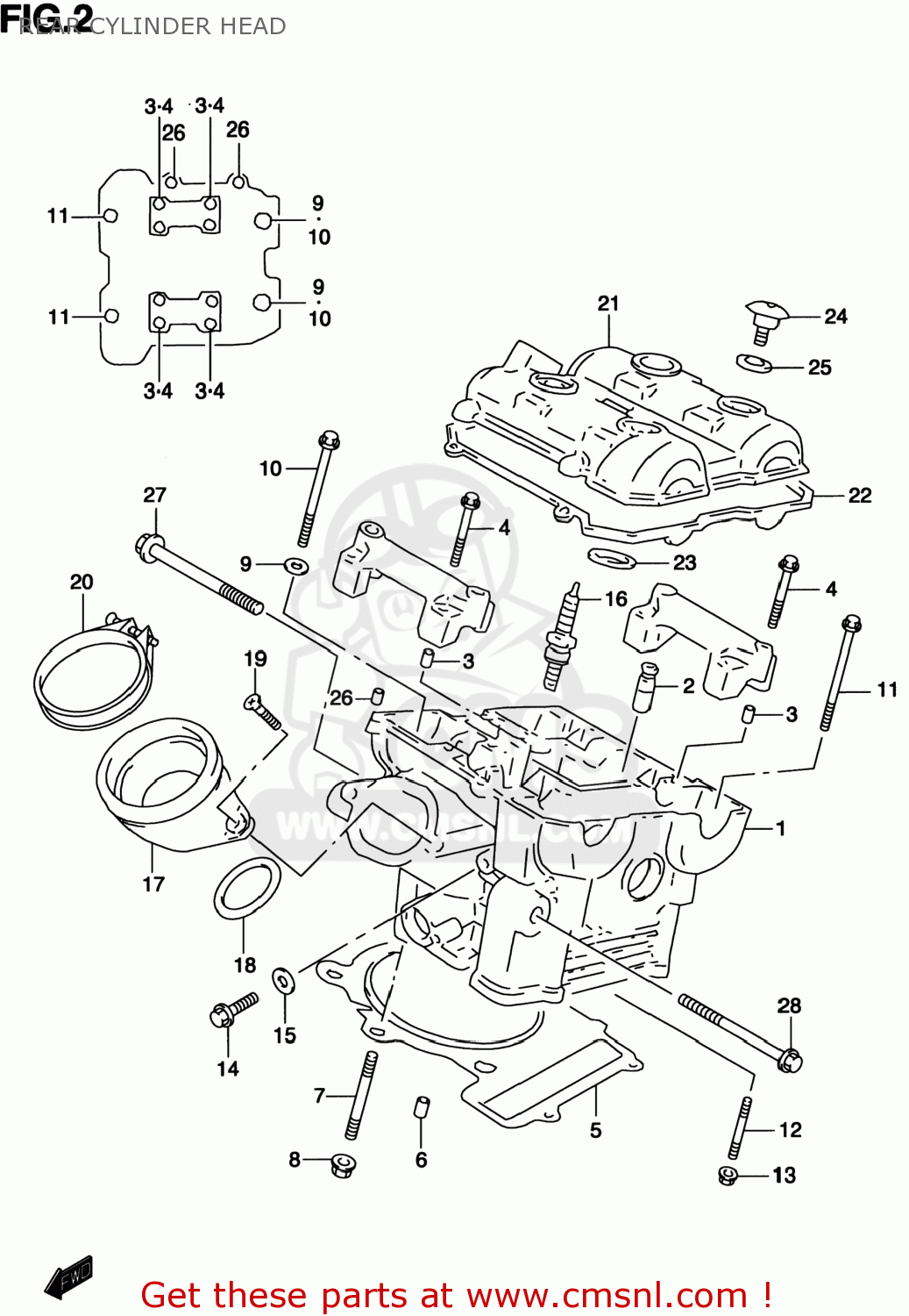 REAR CYLINDER HEAD TL1000S 1997 (V) USA (E03)