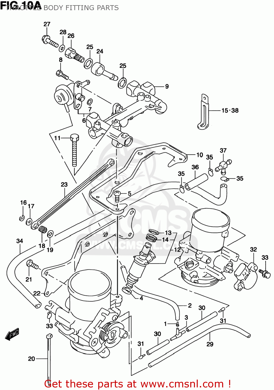 THROTTLE BODY FITTING PARTS TL1000S 1997 (V) USA (E03)
