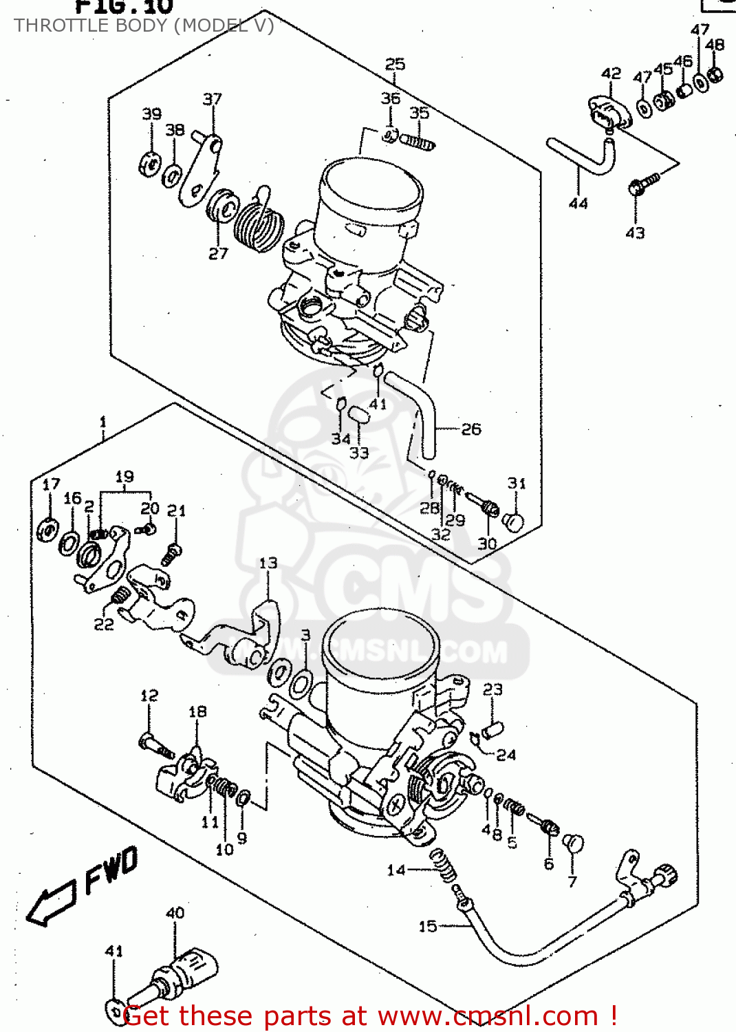THROTTLE BODY (MODEL V) TL1000S 1998 (W) (E02 E04 E18 E22 E24 E25 E34)