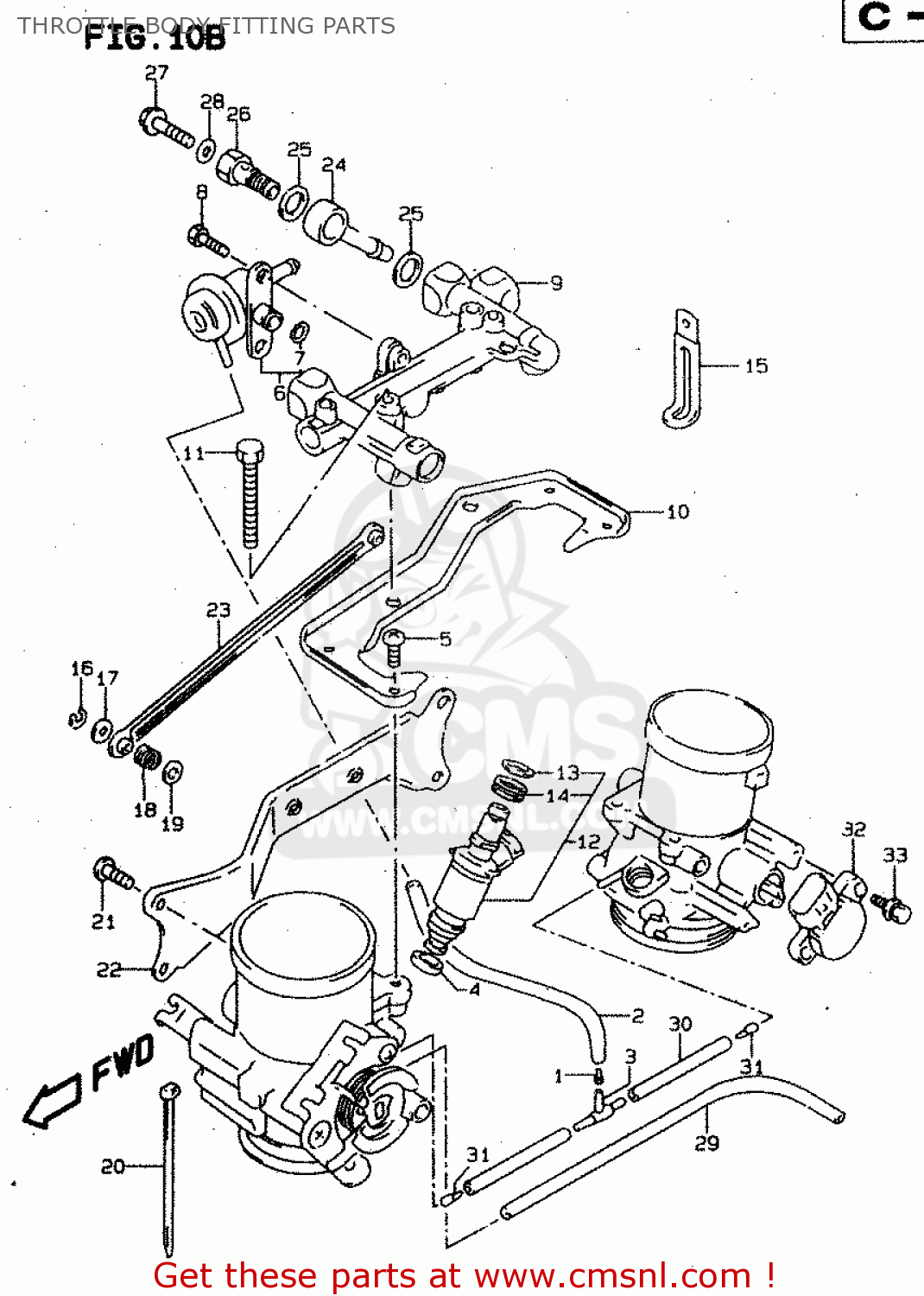 THROTTLE BODY FITTING PARTS TL1000S 1998 (W) (E02 E04 E18 E22 E24 E25 E34)