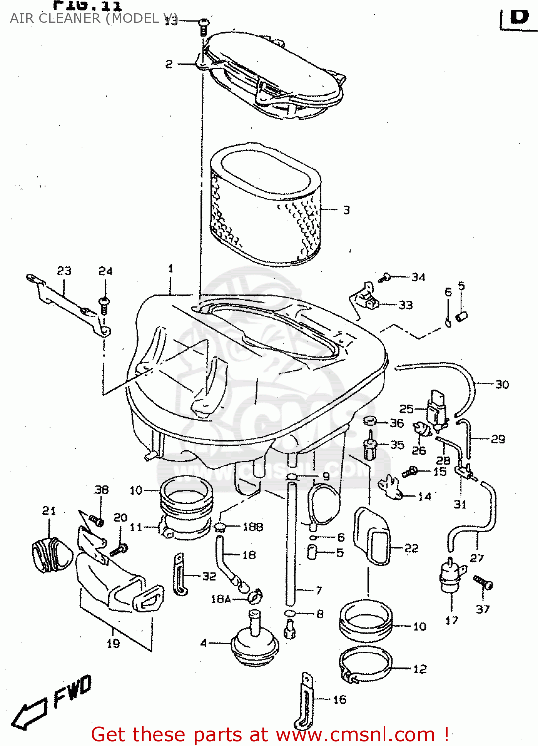 AIR CLEANER (MODEL V) TL1000S 1998 (W) (E02 E04 E18 E22 E24 E25 E34)