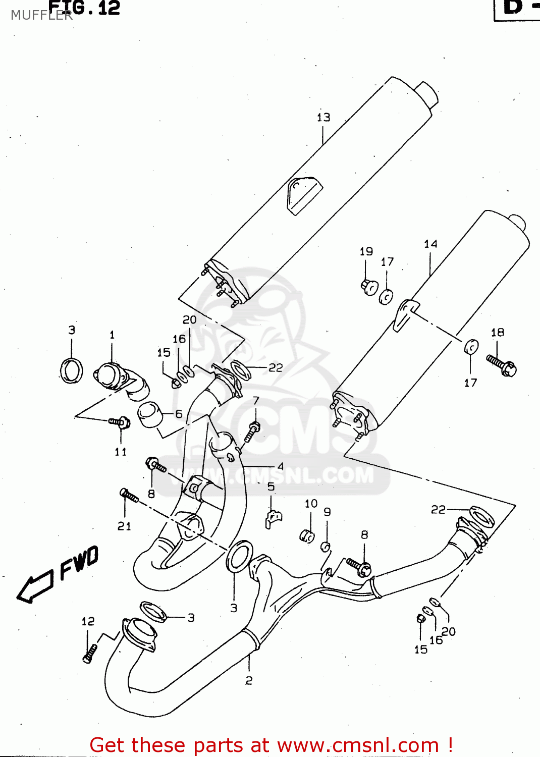 MUFFLER TL1000S 1998 (W) (E02 E04 E18 E22 E24 E25 E34)