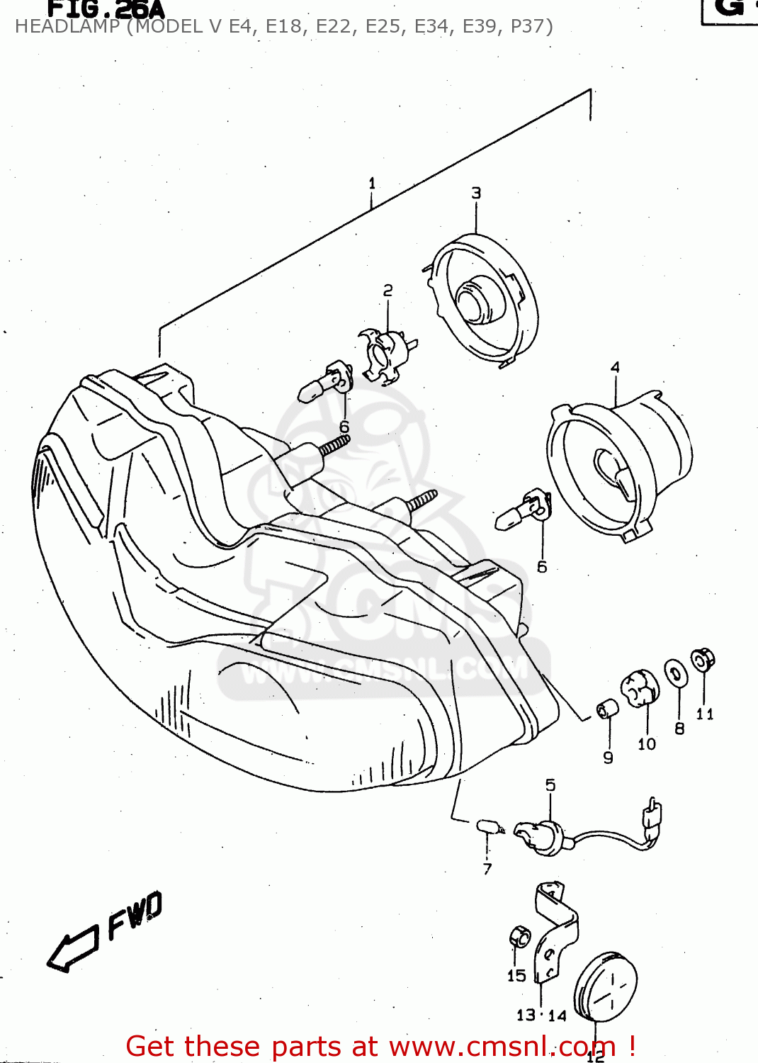 HEADLAMP (MODEL V E4, E18, E22, E25, E34, E39, P37) TL1000S 1998 (W) (E02 E04 E18 E22 E24 E25 E34)