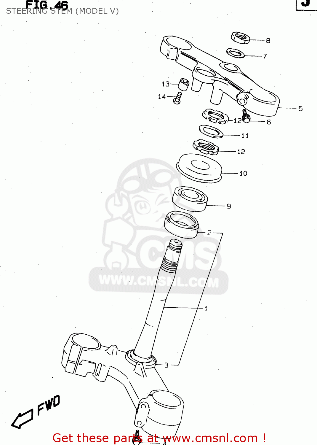 STEERING STEM (MODEL V) TL1000S 1998 (W) (E02 E04 E18 E22 E24 E25 E34)