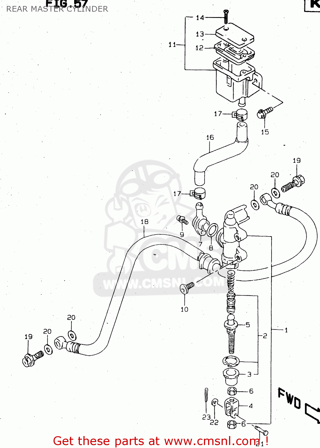 REAR MASTER CYLINDER TL1000S 1998 (W) (E02 E04 E18 E22 E24 E25 E34)