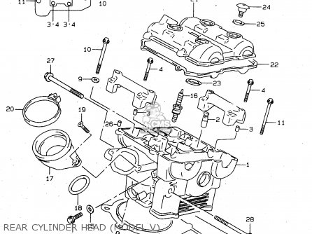 REAR CYLINDER HEAD (MODEL V) - TL1000S 1998 (W) (E02 E04 E18 E22 E24 E25 E34)