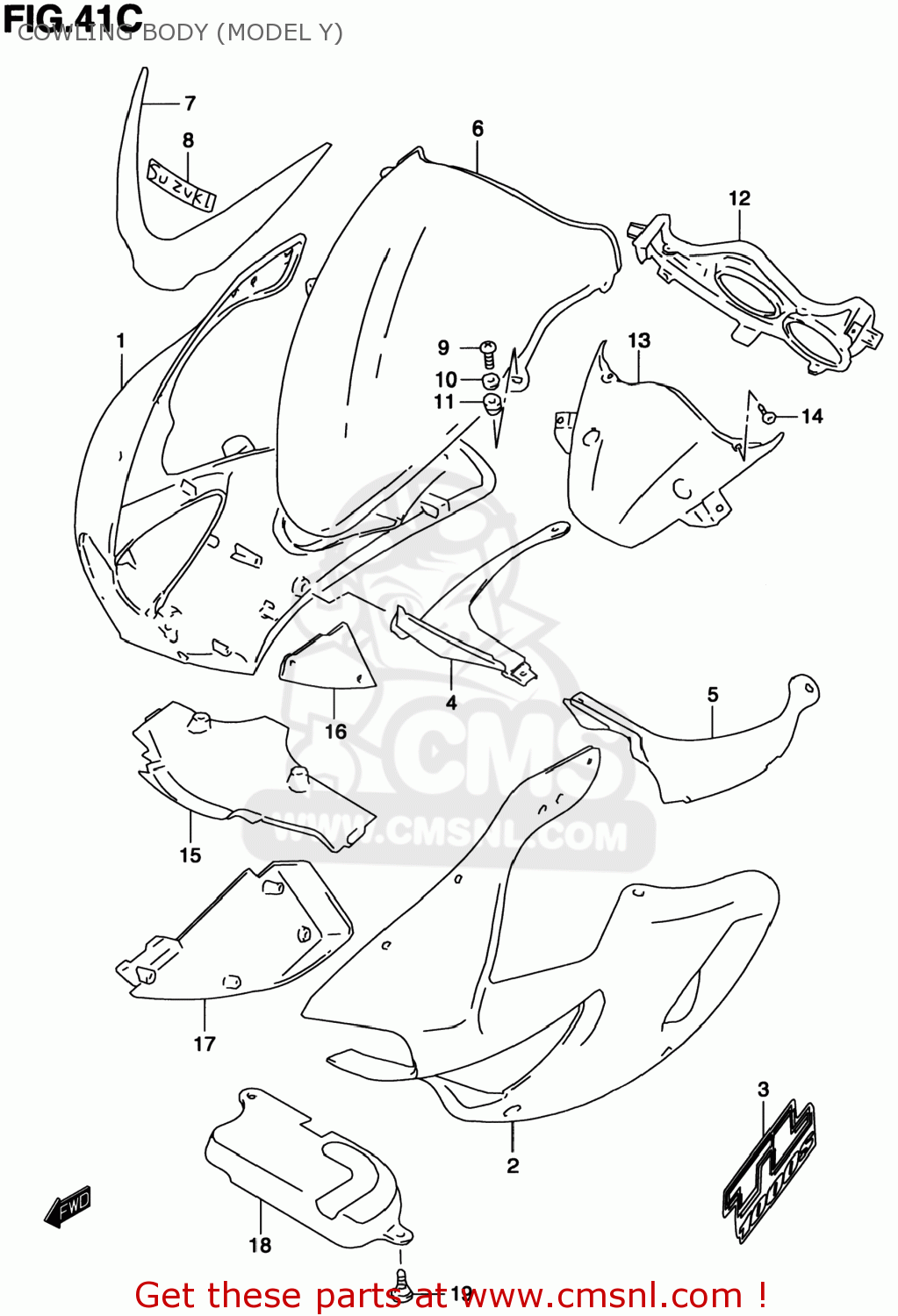 COWLING BODY (MODEL Y) TL1000S 1998 (W) USA (E03)