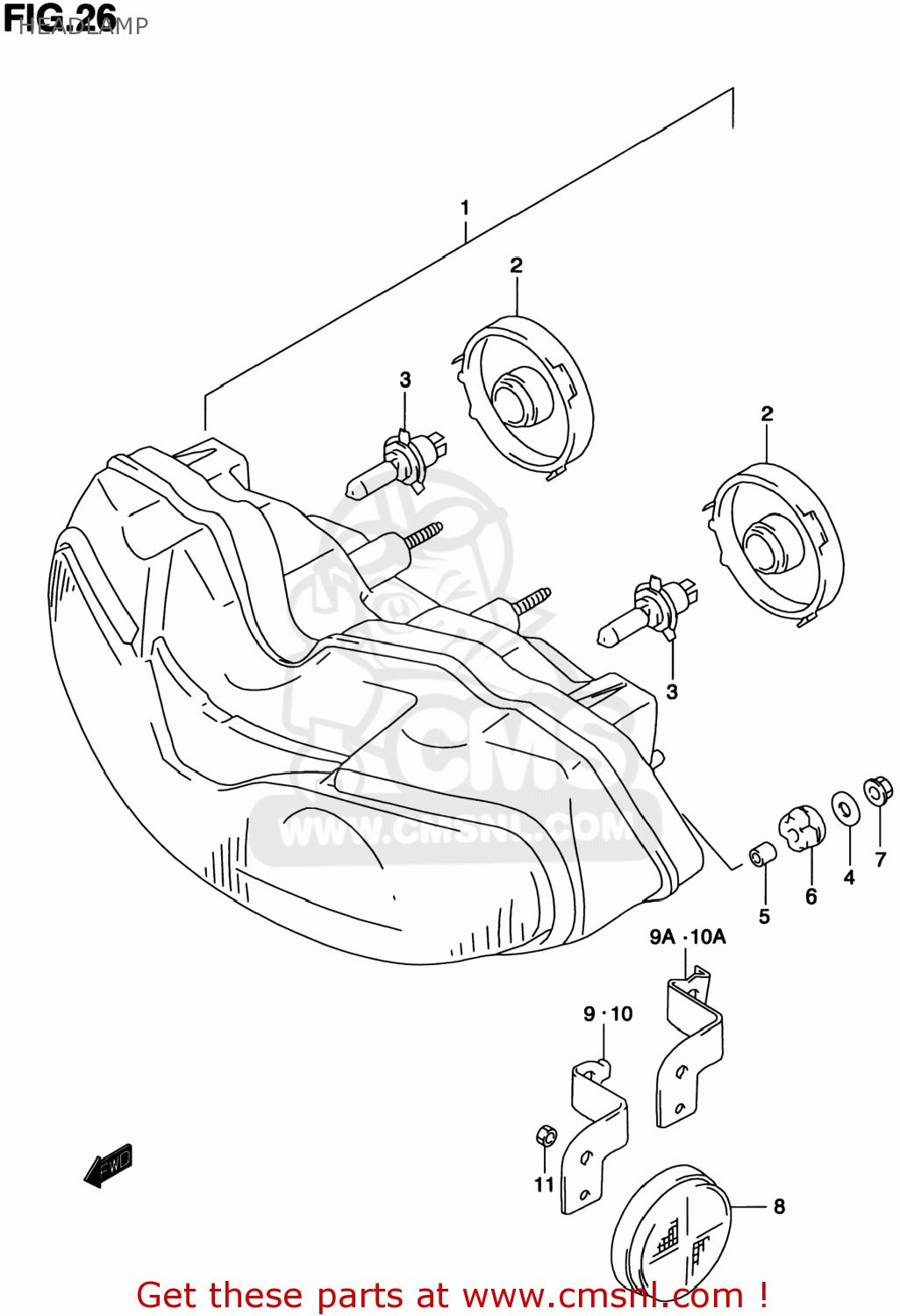 HEADLAMP TL1000S 1998 (W) USA (E03)