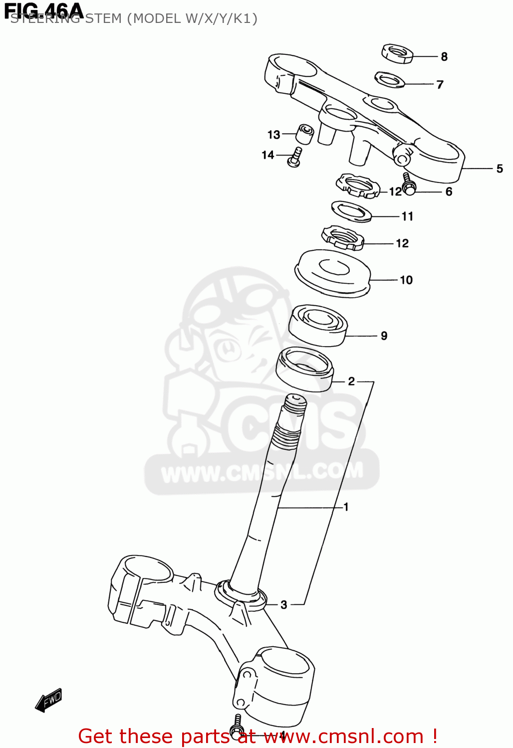STEERING STEM (MODEL W/X/Y/K1) TL1000S 1998 (W) USA (E03)