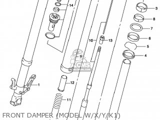 FRONT DAMPER (MODEL W/X/Y/K1) - TL1000S 1998 (W) USA (E03)