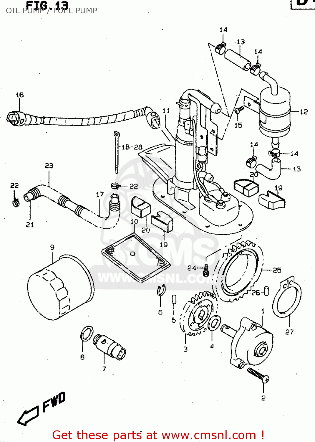 OIL PUMP / FUEL PUMP TL1000S 1999 (X) (E02 E04 E18 E22 E24 E25 E34)