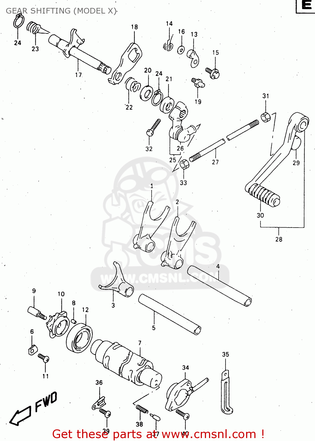 GEAR SHIFTING (MODEL X) TL1000S 1999 (X) (E02 E04 E18 E22 E24 E25 E34)