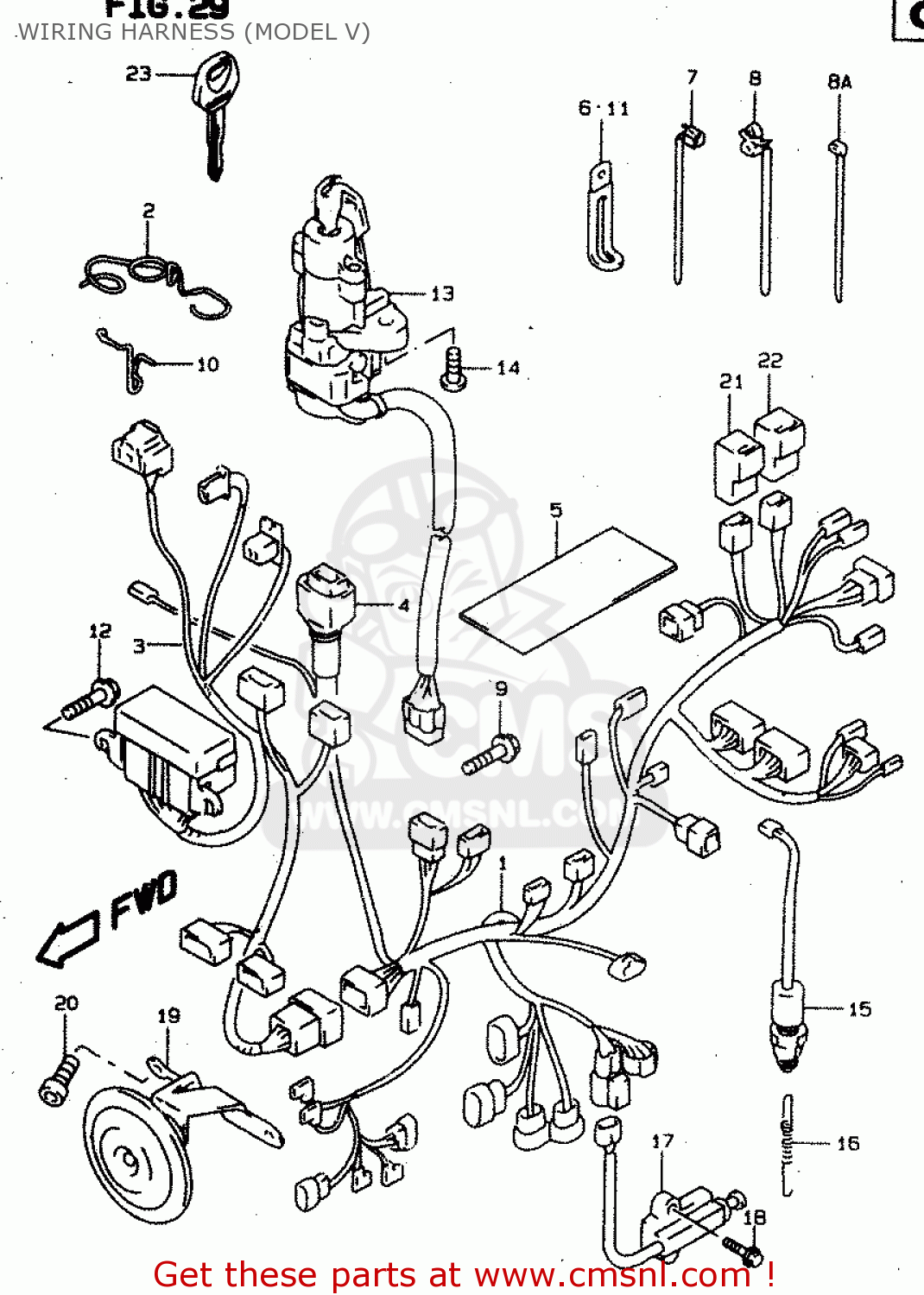 WIRING HARNESS (MODEL V) TL1000S 1999 (X) (E02 E04 E18 E22 E24 E25 E34)
