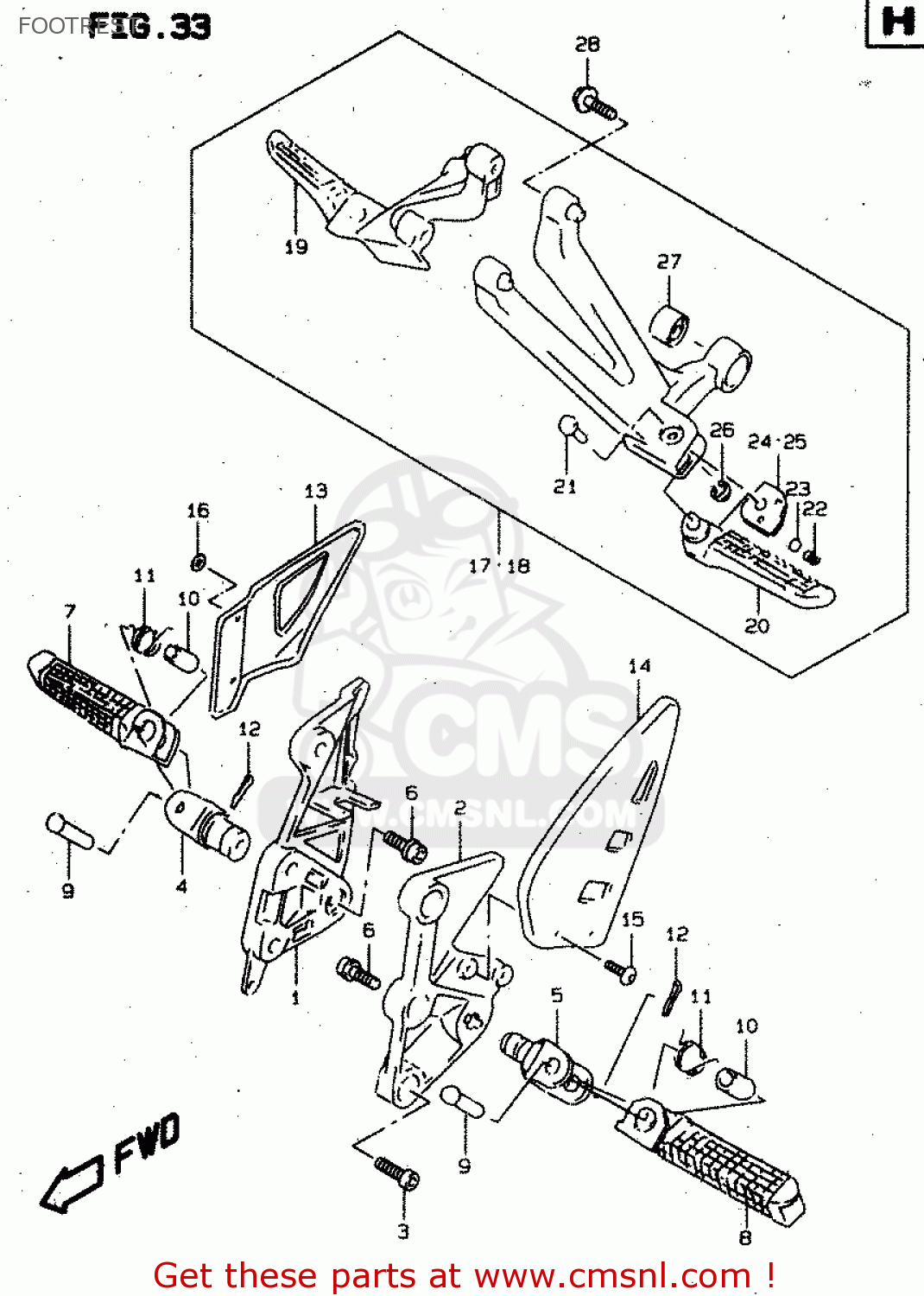 FOOTREST TL1000S 1999 (X) (E02 E04 E18 E22 E24 E25 E34)