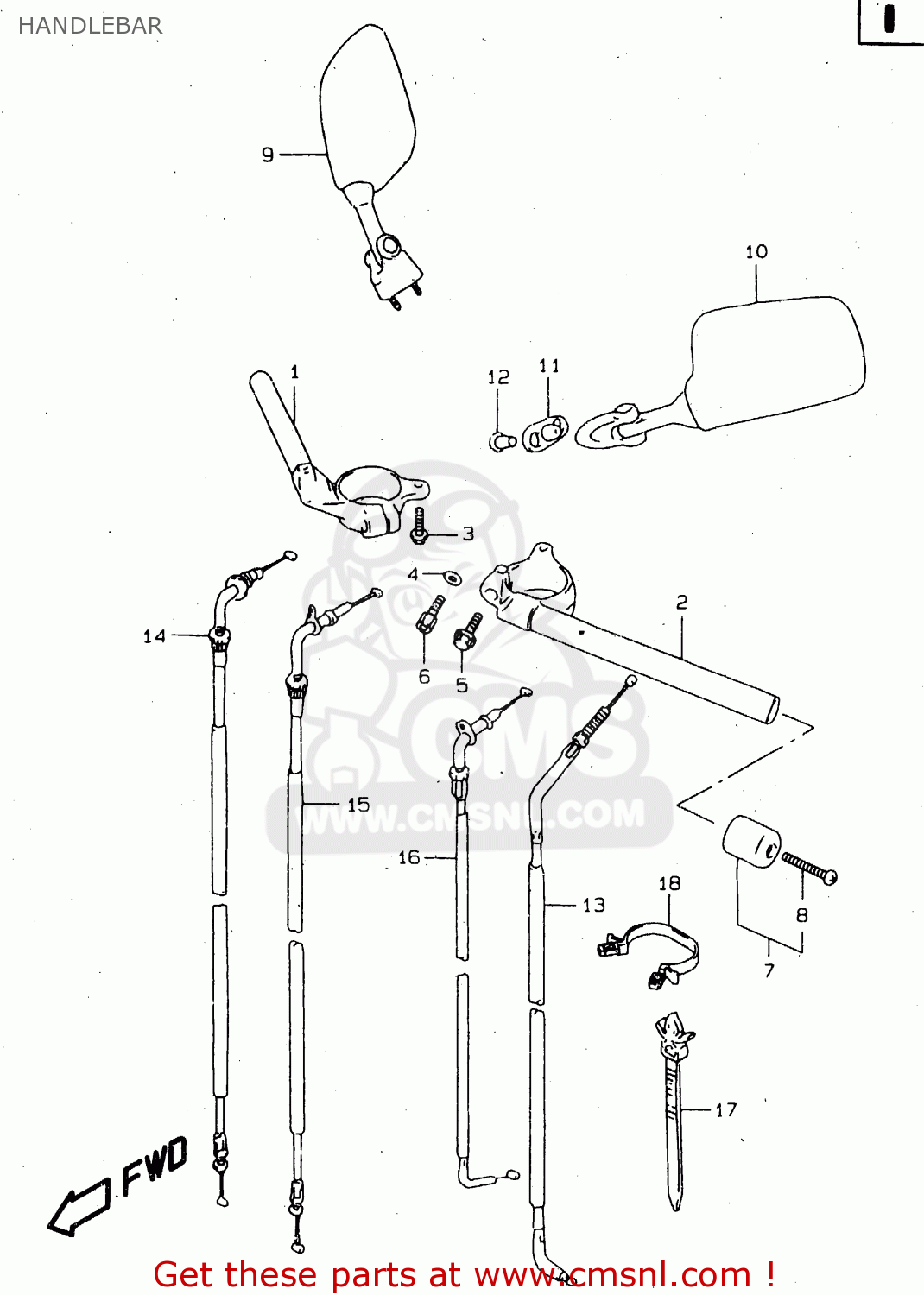 HANDLEBAR TL1000S 1999 (X) (E02 E04 E18 E22 E24 E25 E34)