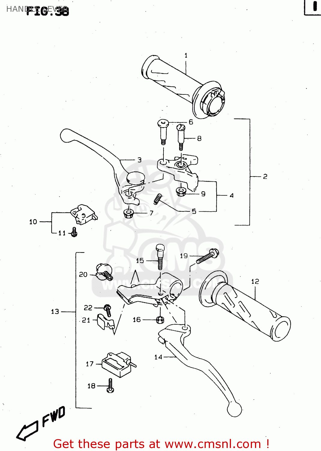 HANDLE LEVER TL1000S 1999 (X) (E02 E04 E18 E22 E24 E25 E34)