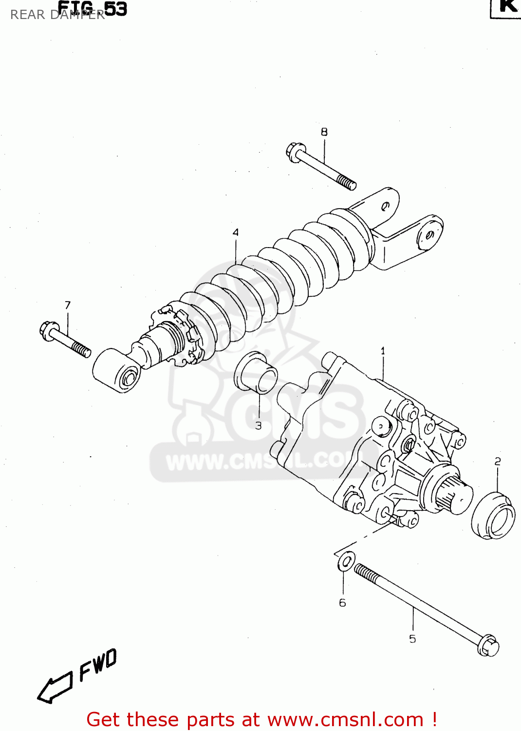 REAR DAMPER TL1000S 1999 (X) (E02 E04 E18 E22 E24 E25 E34)