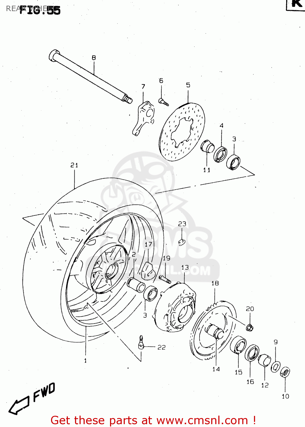 REAR WHEEL TL1000S 1999 (X) (E02 E04 E18 E22 E24 E25 E34)