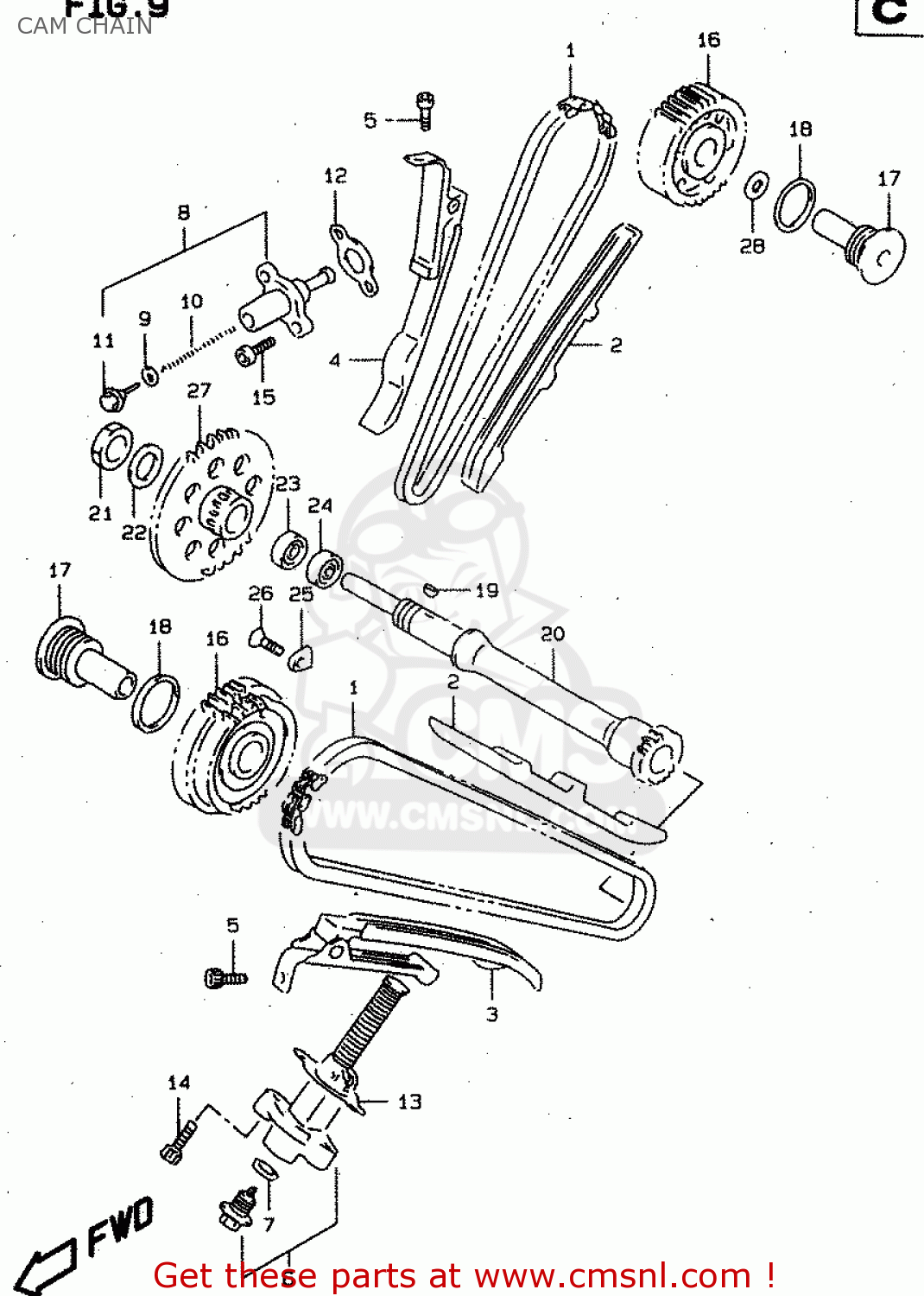 CAM CHAIN TL1000S 1999 (X) (E02 E04 E18 E22 E24 E25 E34)