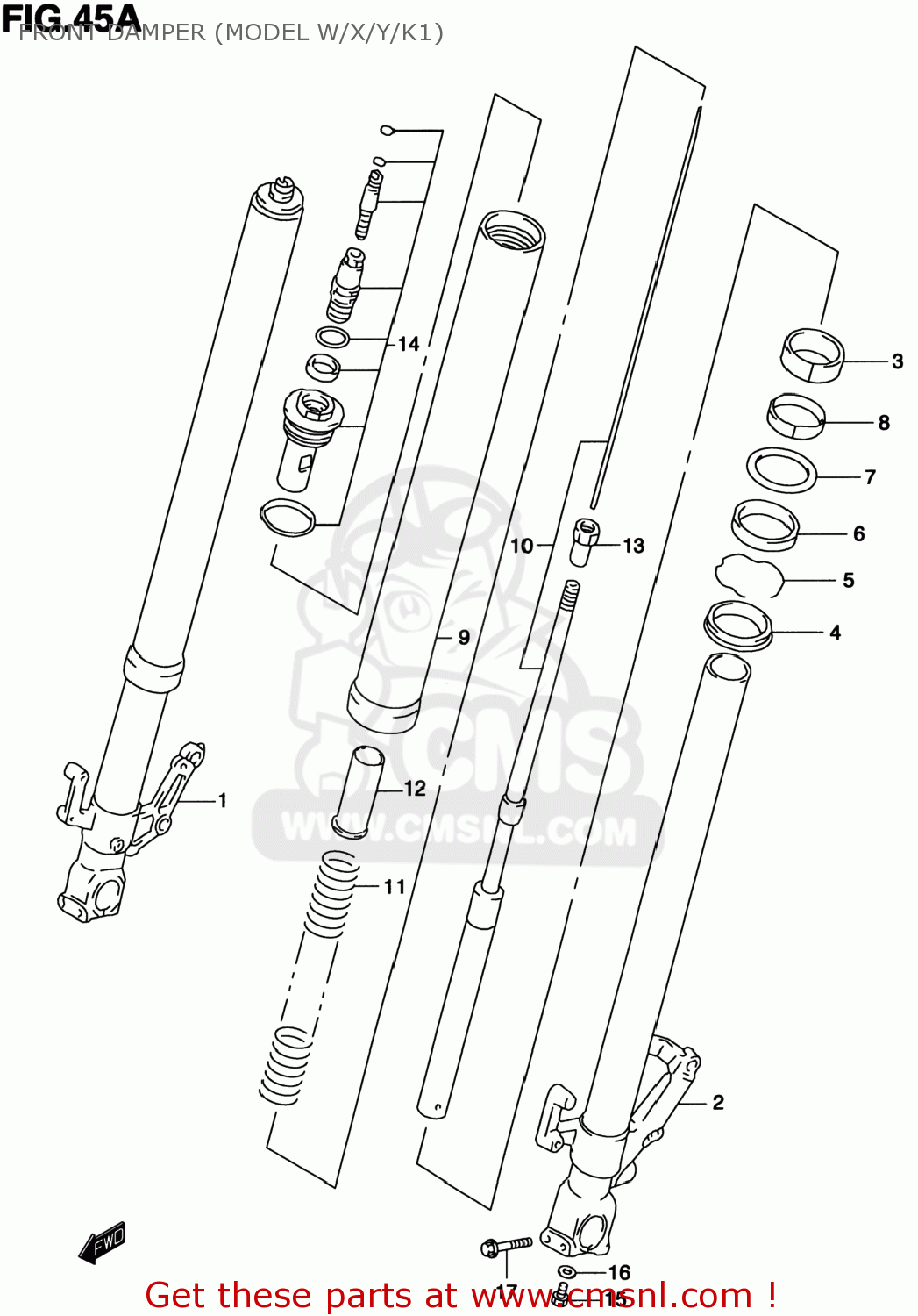 FRONT DAMPER (MODEL W/X/Y/K1) TL1000S 1999 (X) USA (E03)
