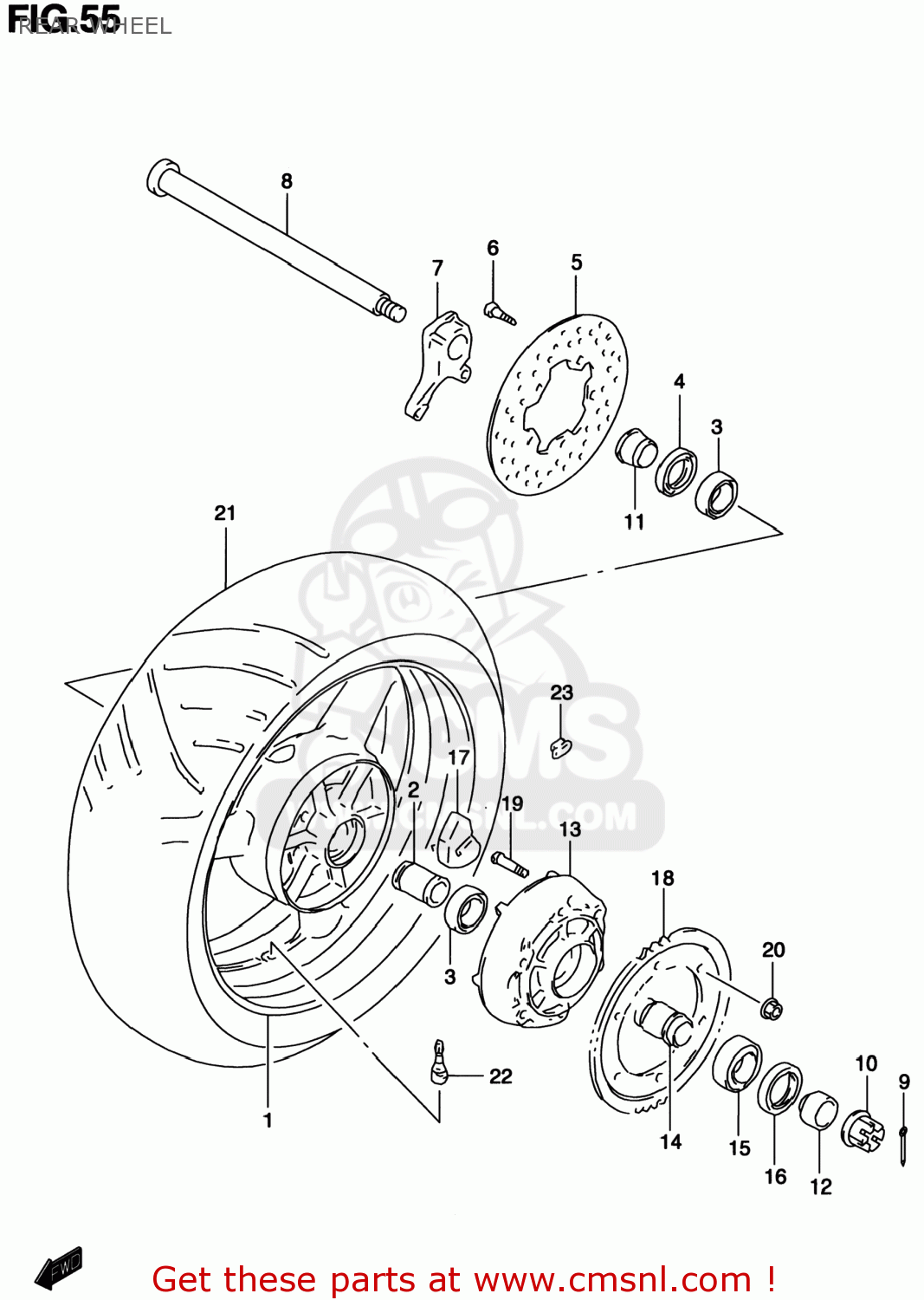 REAR WHEEL TL1000S 1999 (X) USA (E03)