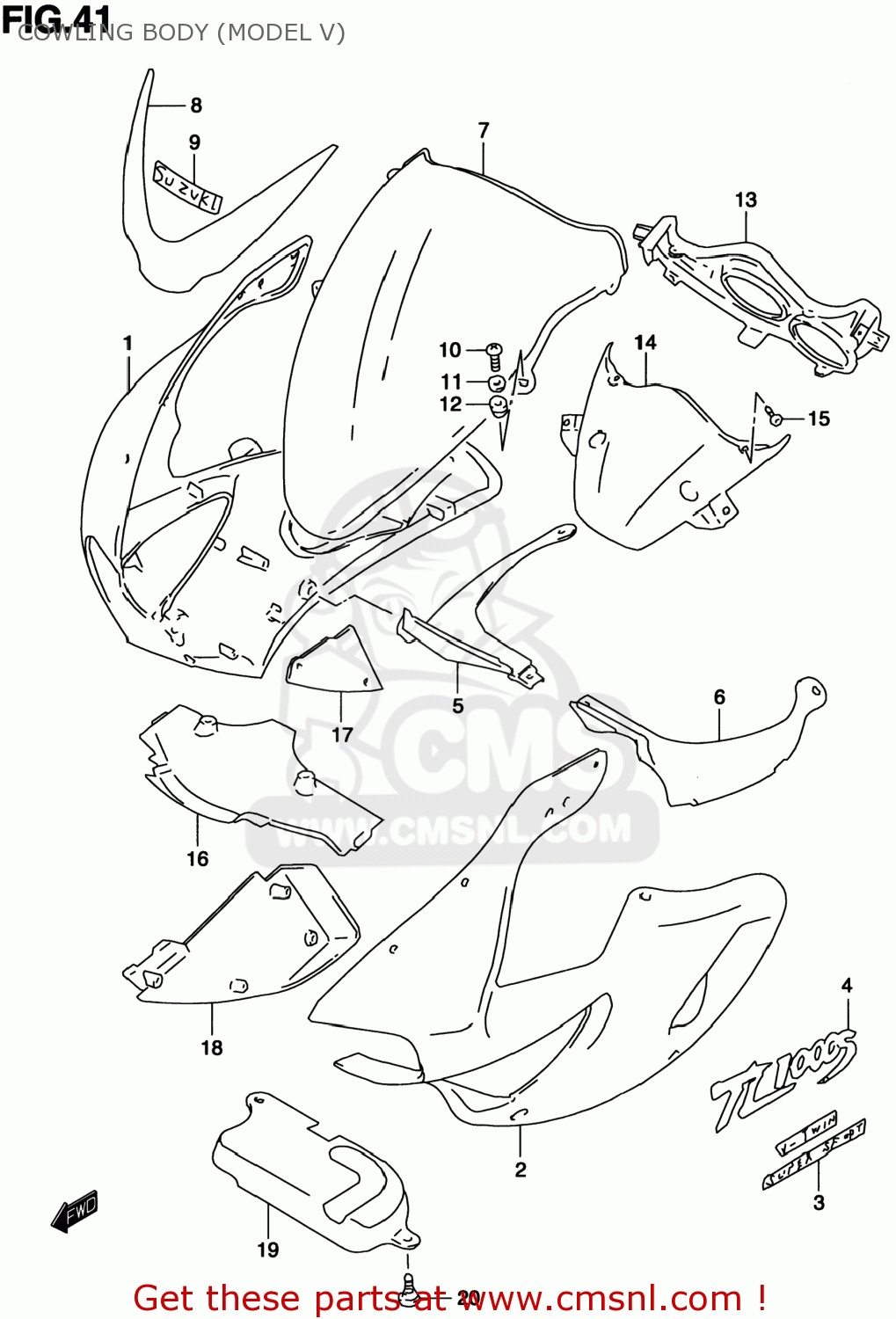 COWLING BODY (MODEL V) TL1000S 2000 (Y) USA (E03)