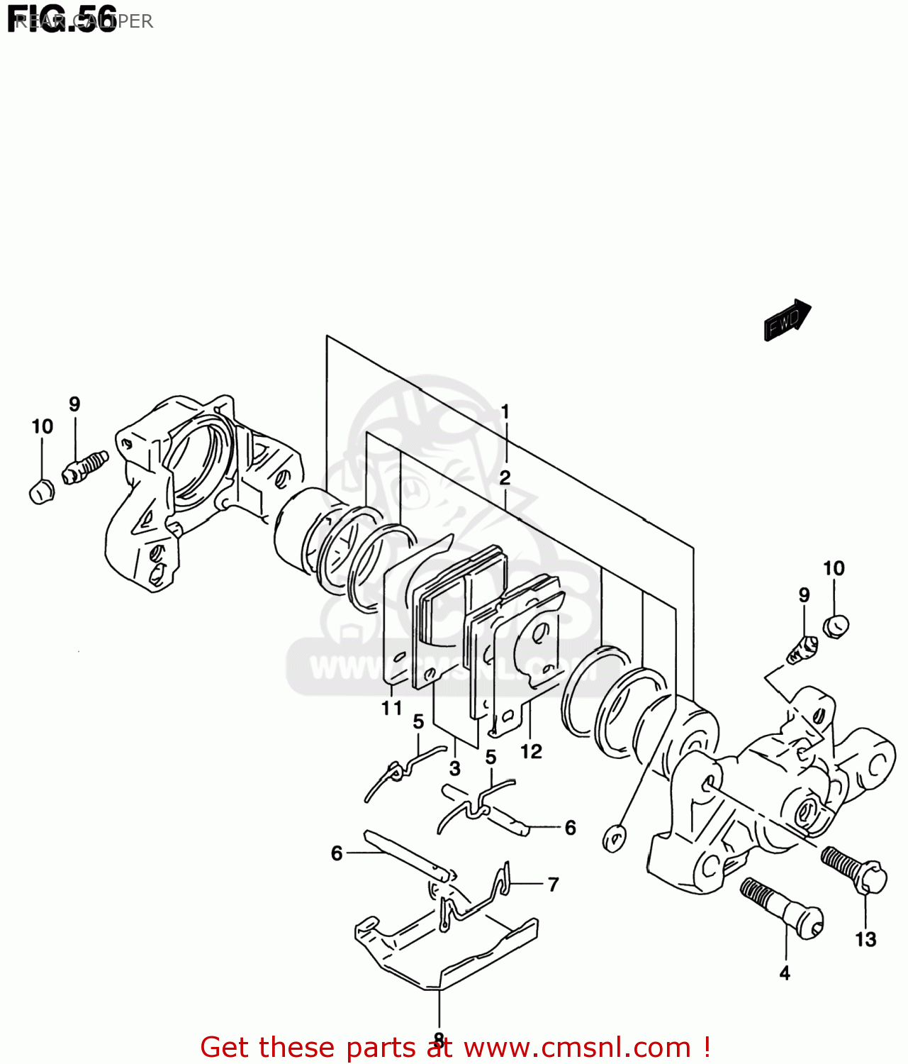REAR CALIPER TL1000S 2000 (Y) USA (E03)