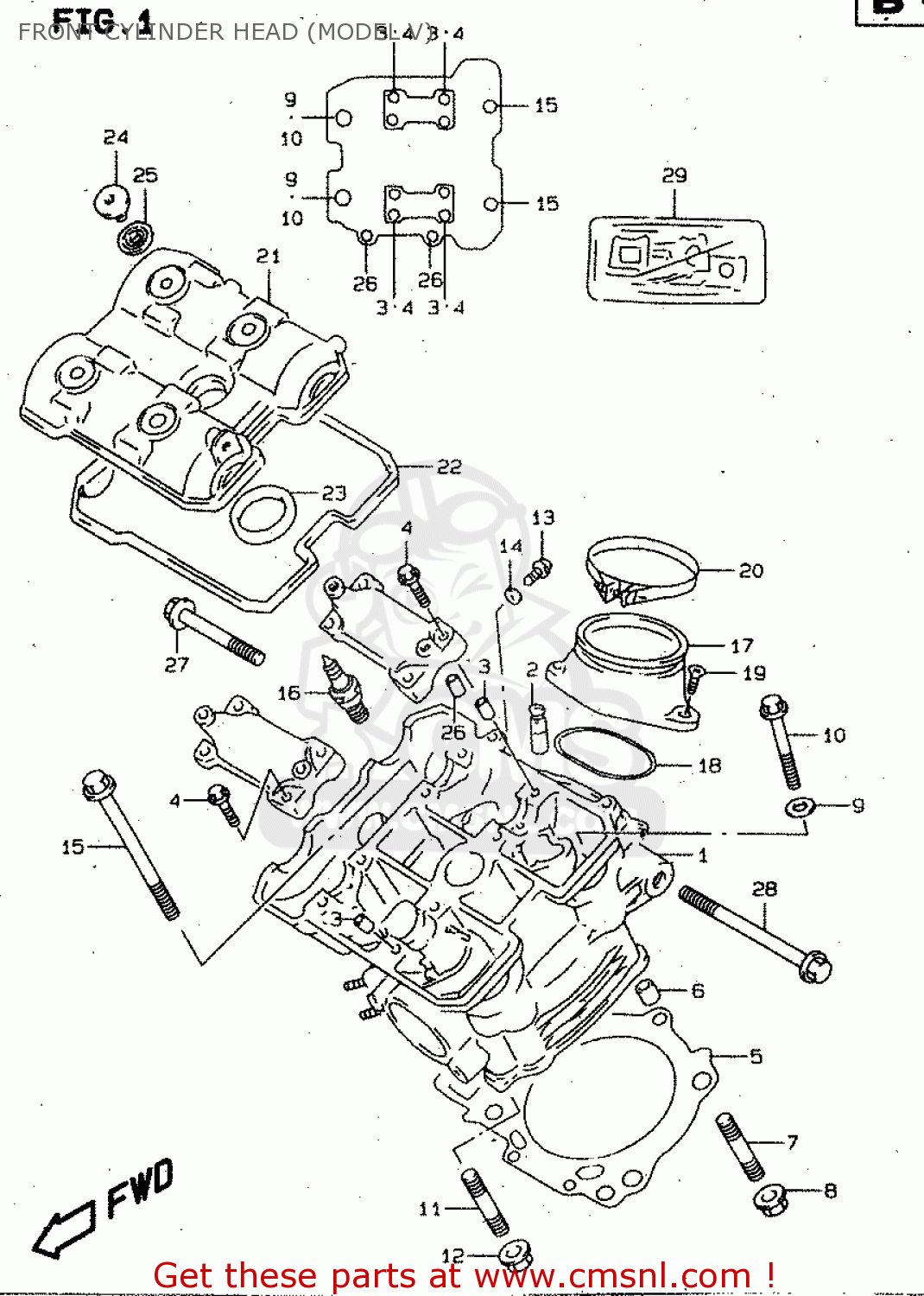 FRONT CYLINDER HEAD (MODEL V) TL1000S 2000 (Y)