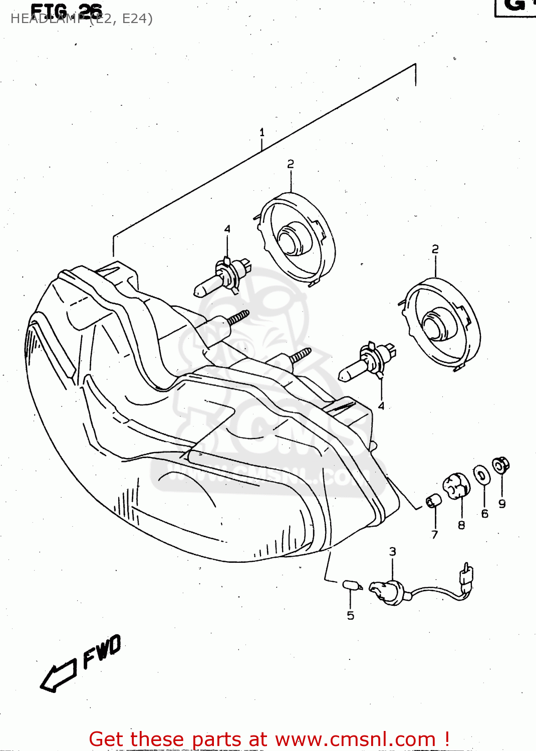 HEADLAMP (E2, E24) TL1000S 2000 (Y)
