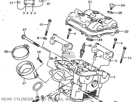 REAR CYLINDER HEAD (MODEL W/X) - TL1000S 2000 (Y)