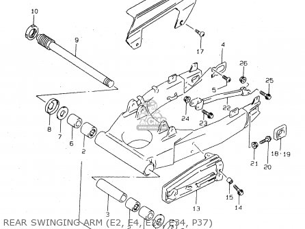 REAR SWINGING ARM (E2, E4, E25, E34, P37) - TL1000S 2000 (Y)