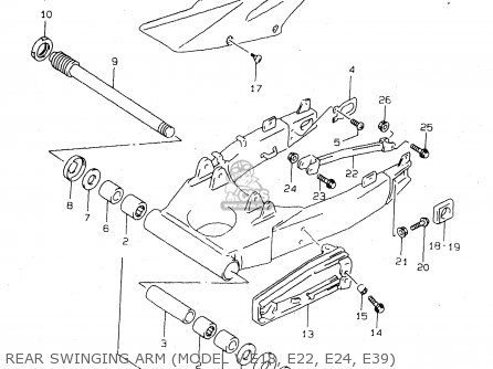 REAR SWINGING ARM (MODEL V E18, E22, E24, E39) - TL1000S 2000 (Y)