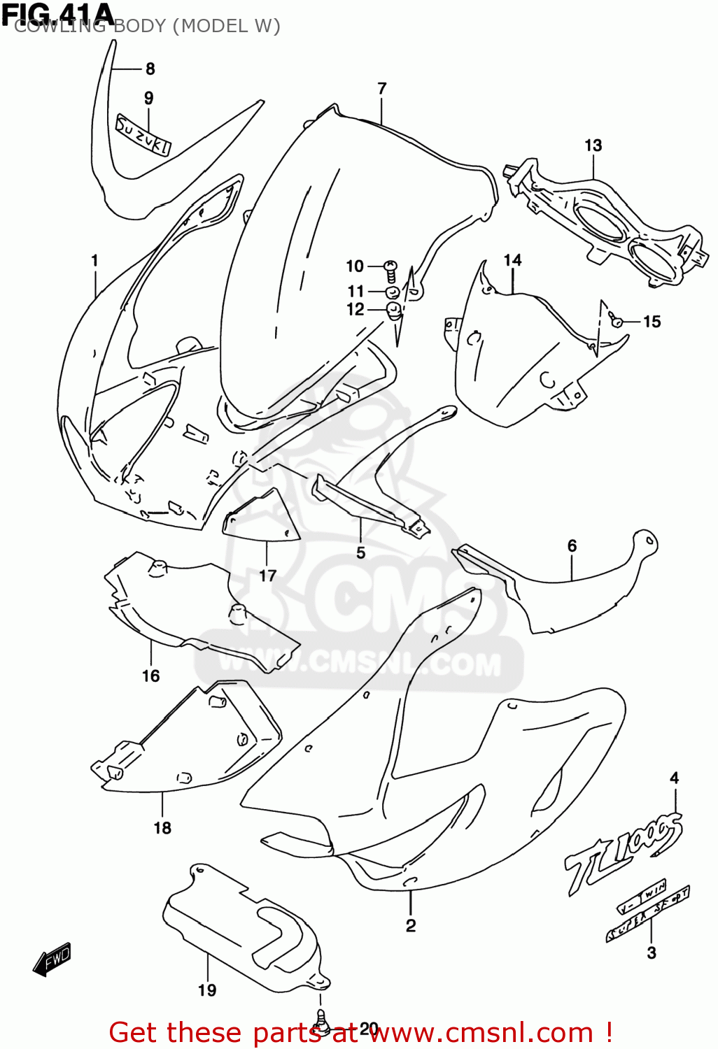 Suzuki TL1000S 2001 (K1) USA (E03) COWLING BODY (MODEL W) - buy ...