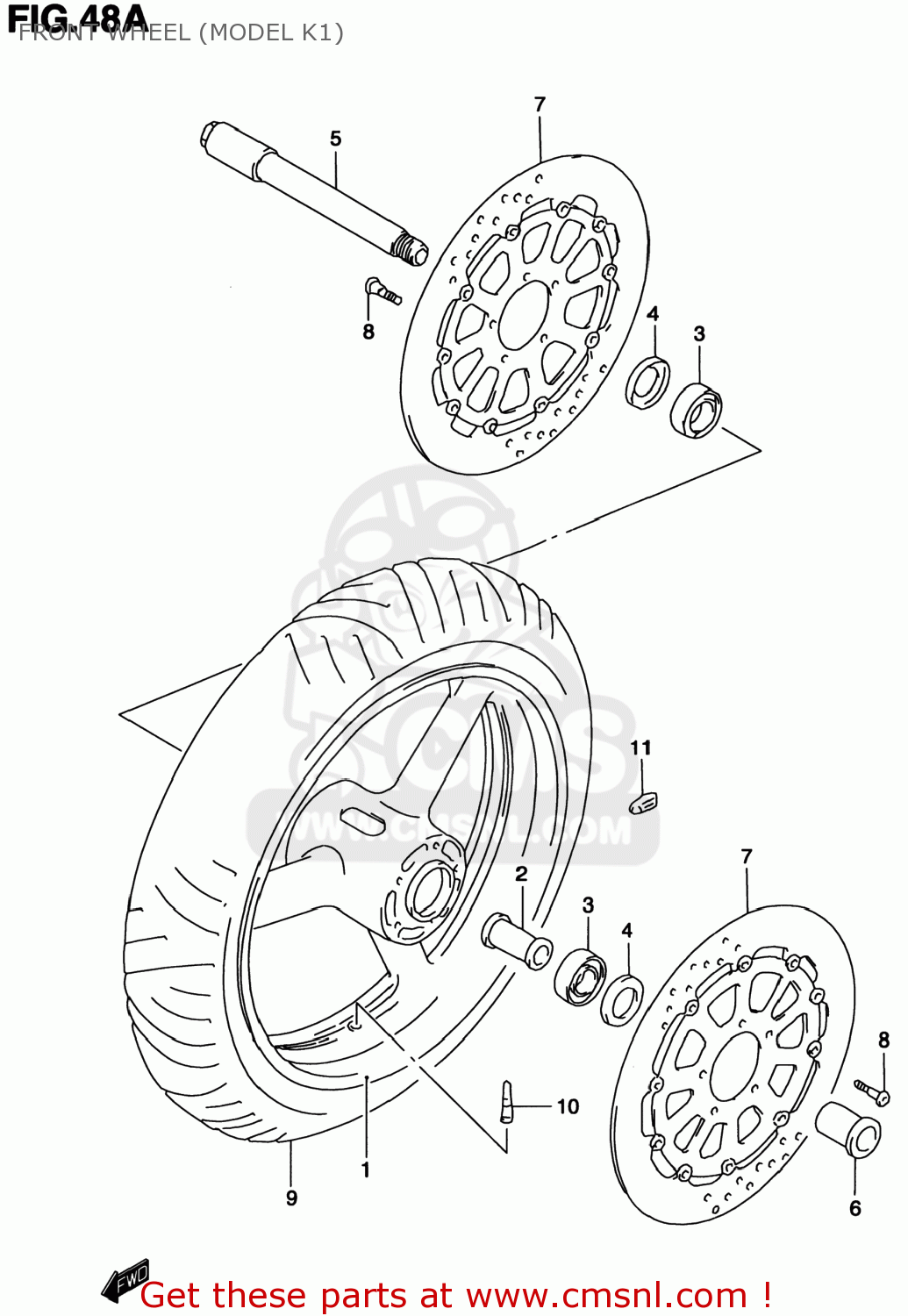 FRONT WHEEL (MODEL K1) TL1000S 2001 (K1) USA (E03)