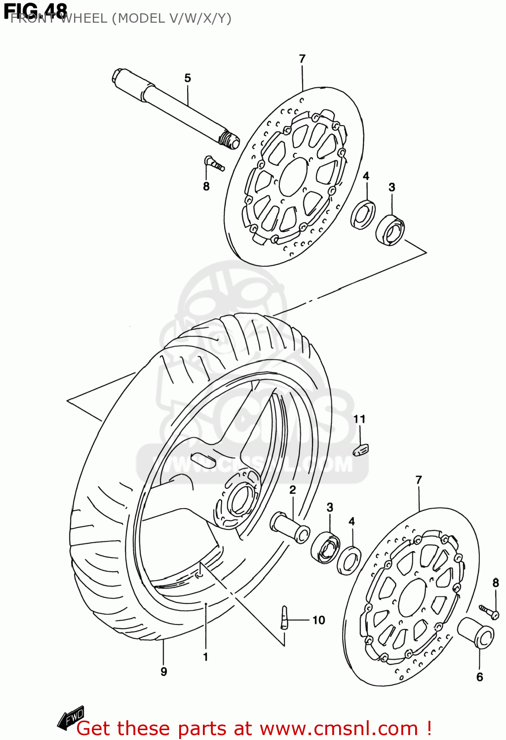 FRONT WHEEL (MODEL V/W/X/Y) TL1000S 2001 (K1) USA (E03)