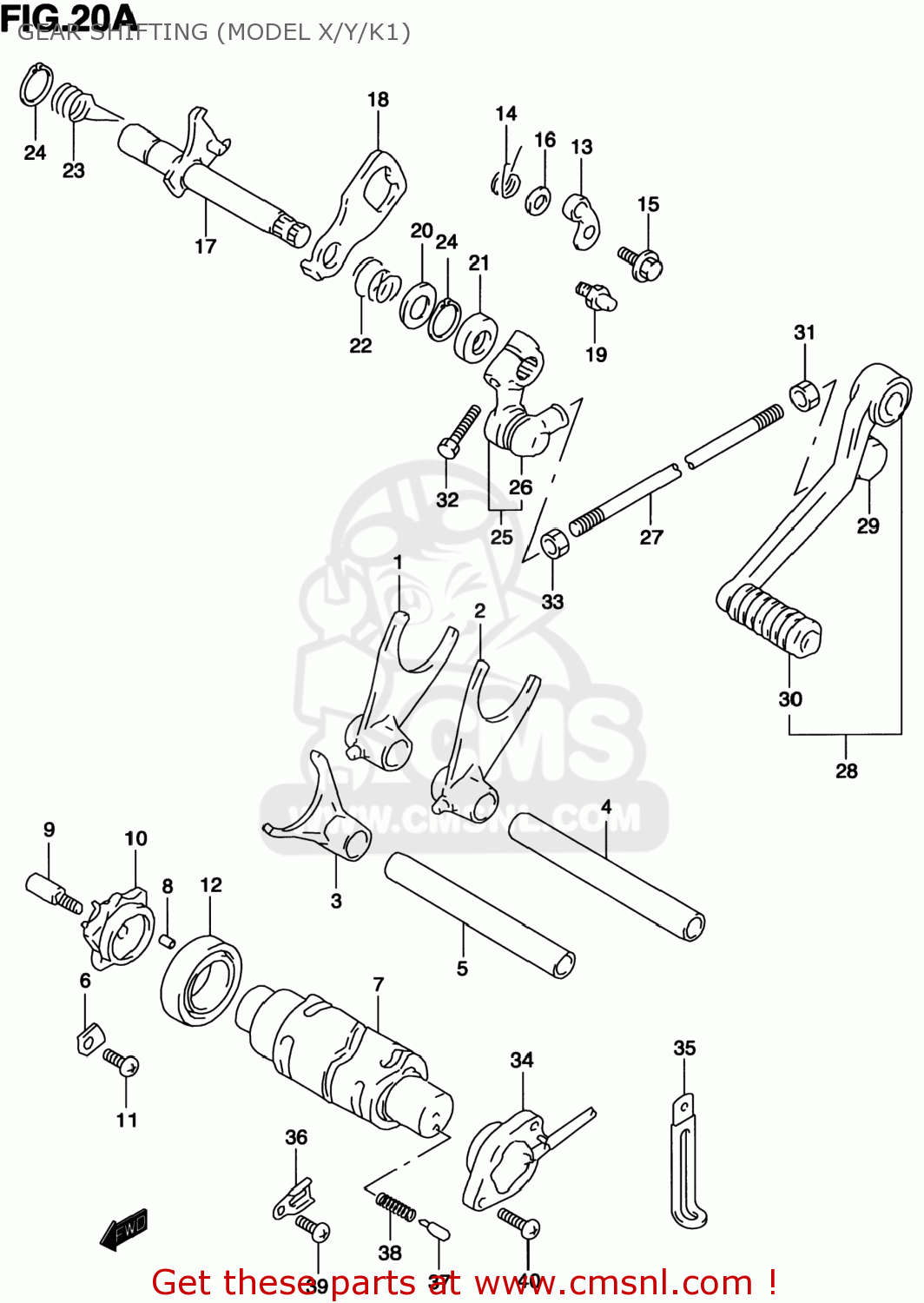 GEAR SHIFTING (MODEL X/Y/K1) TL1000S 2001 (K1) USA (E03)