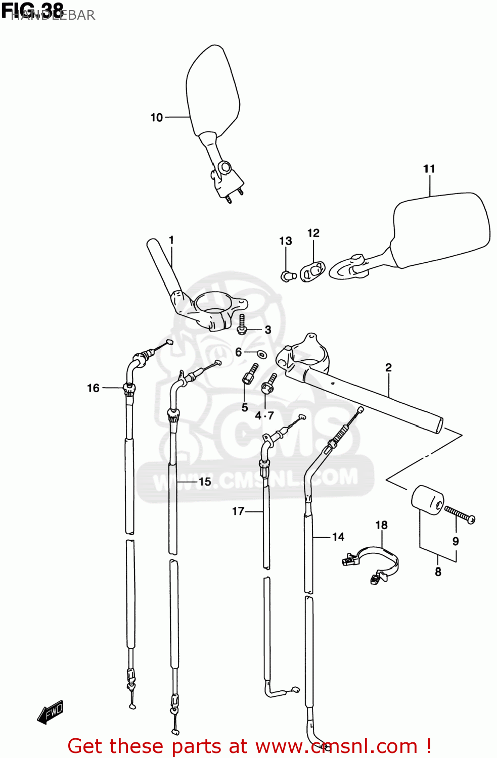 HANDLEBAR TL1000S 2001 (K1) USA (E03)