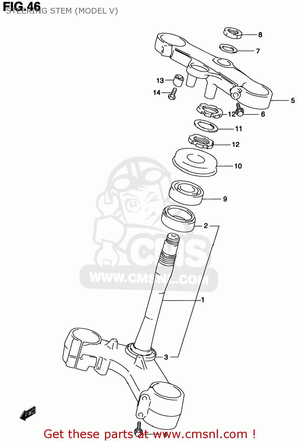 STEERING STEM (MODEL V) TL1000S 2001 (K1) USA (E03)