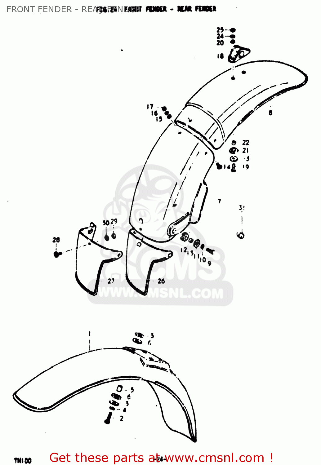 FRONT FENDER - REAR FENDER TM100 1974 (L) USA (E03)