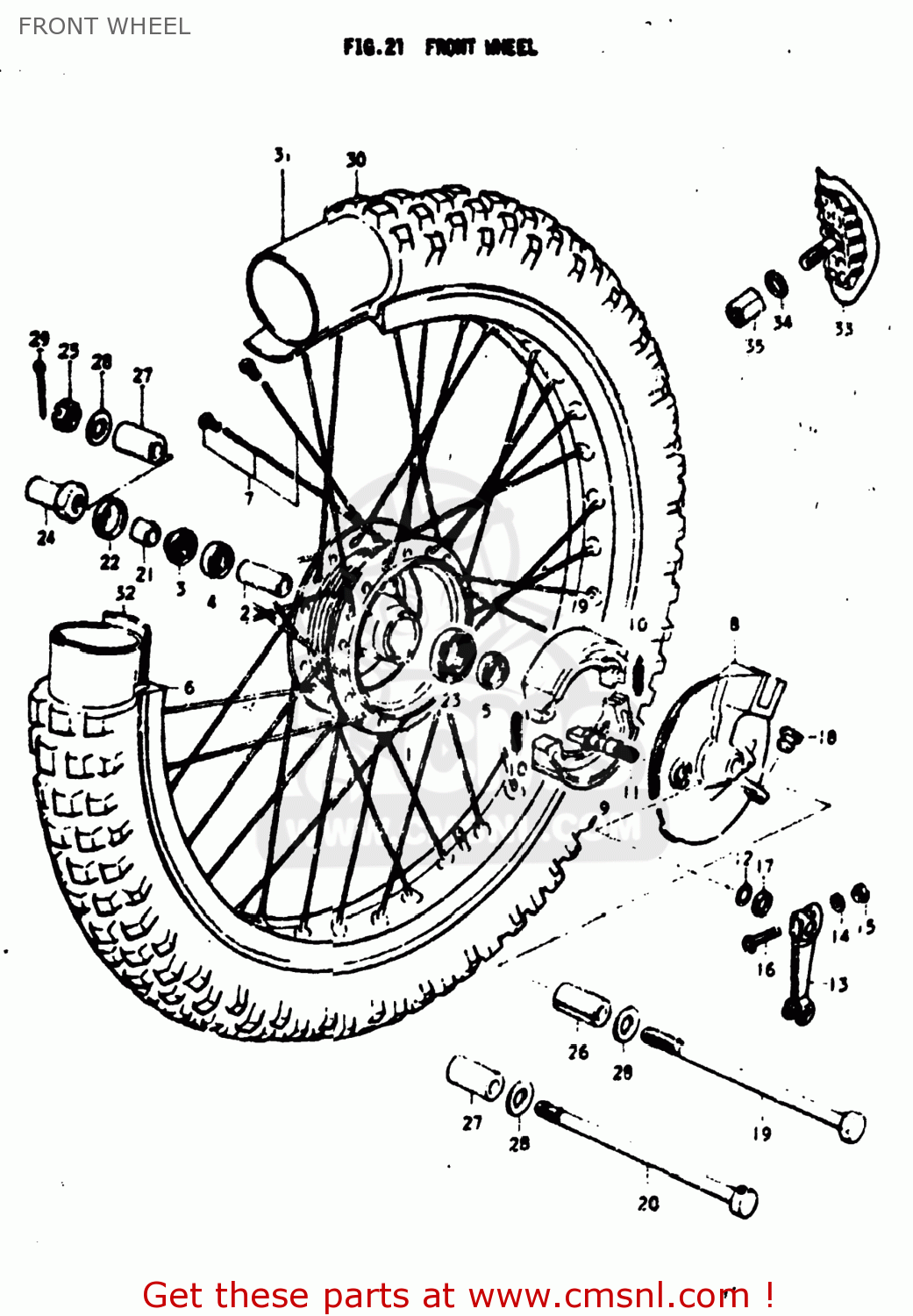 FRONT WHEEL TM100 1974 (L) USA (E03)