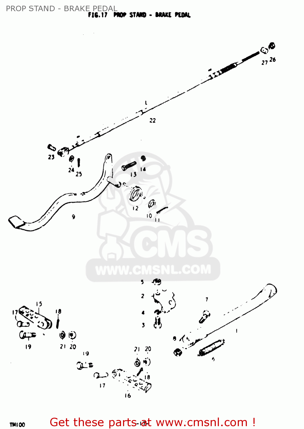 PROP STAND - BRAKE PEDAL TM100 1974 (L) USA (E03)