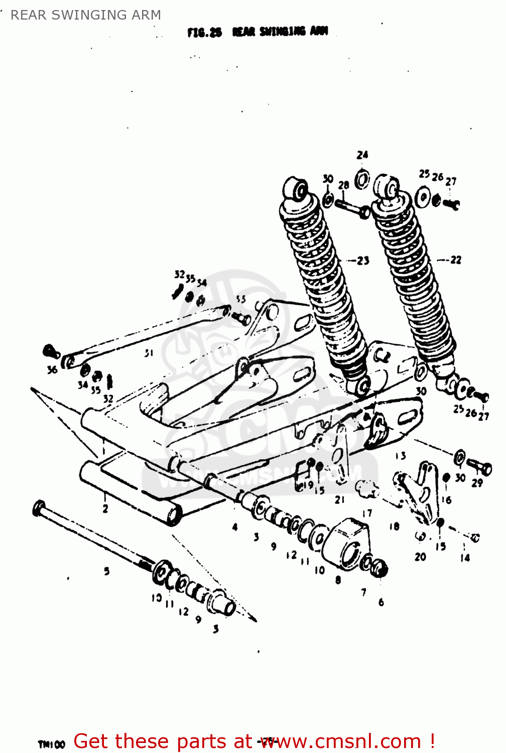 REAR SWINGING ARM TM100 1974 (L) USA (E03)