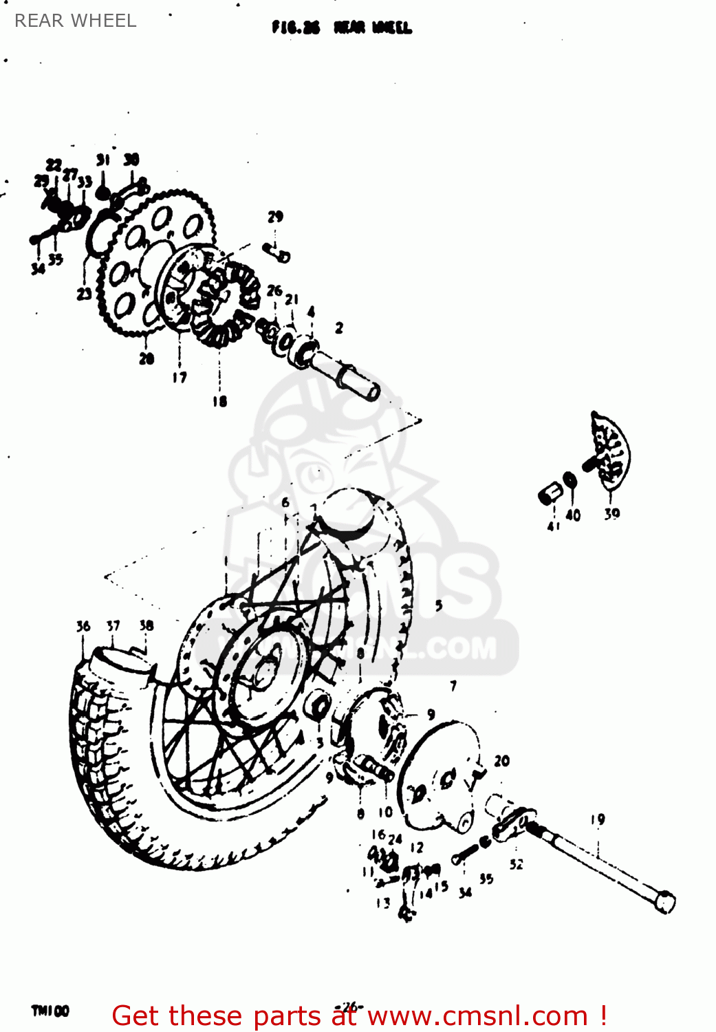 REAR WHEEL TM100 1974 (L) USA (E03)