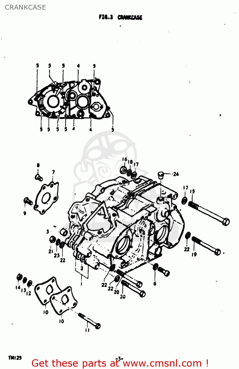 CRANKCASE TM125 1973 (K) USA (E03)