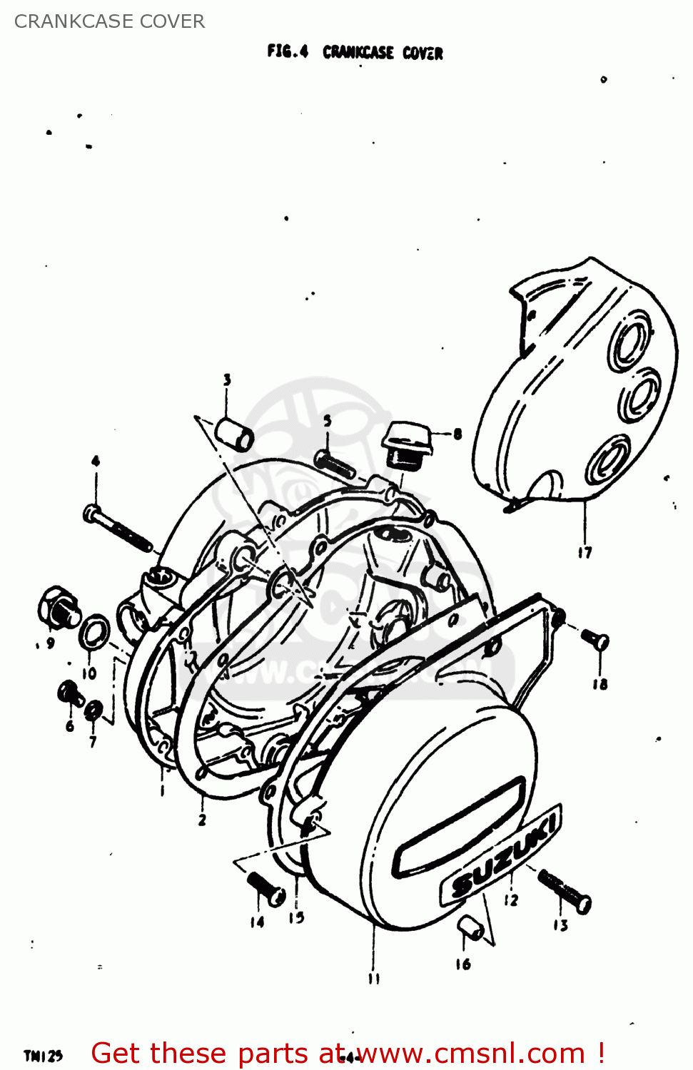 CRANKCASE COVER TM125 1973 (K) USA (E03)